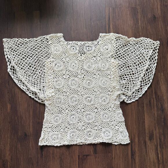Vintage SK Imports Hand-Crocheted Cotton Bohemian Top – Size M - Picture 1 of 9
